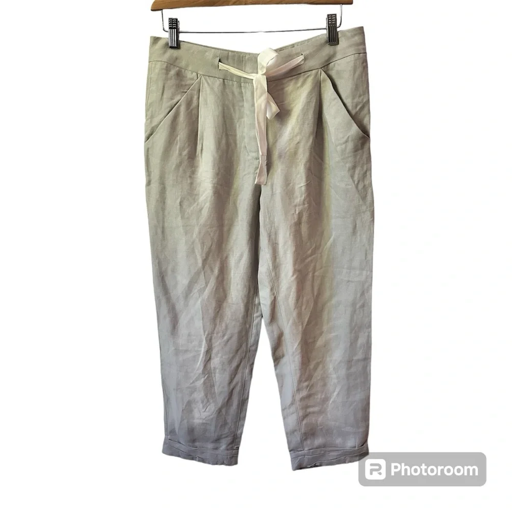 Aritzia Wilfred Allant Pant Gray Cropped Lyocell Linen Trouser Pant Size 2 (4-6)